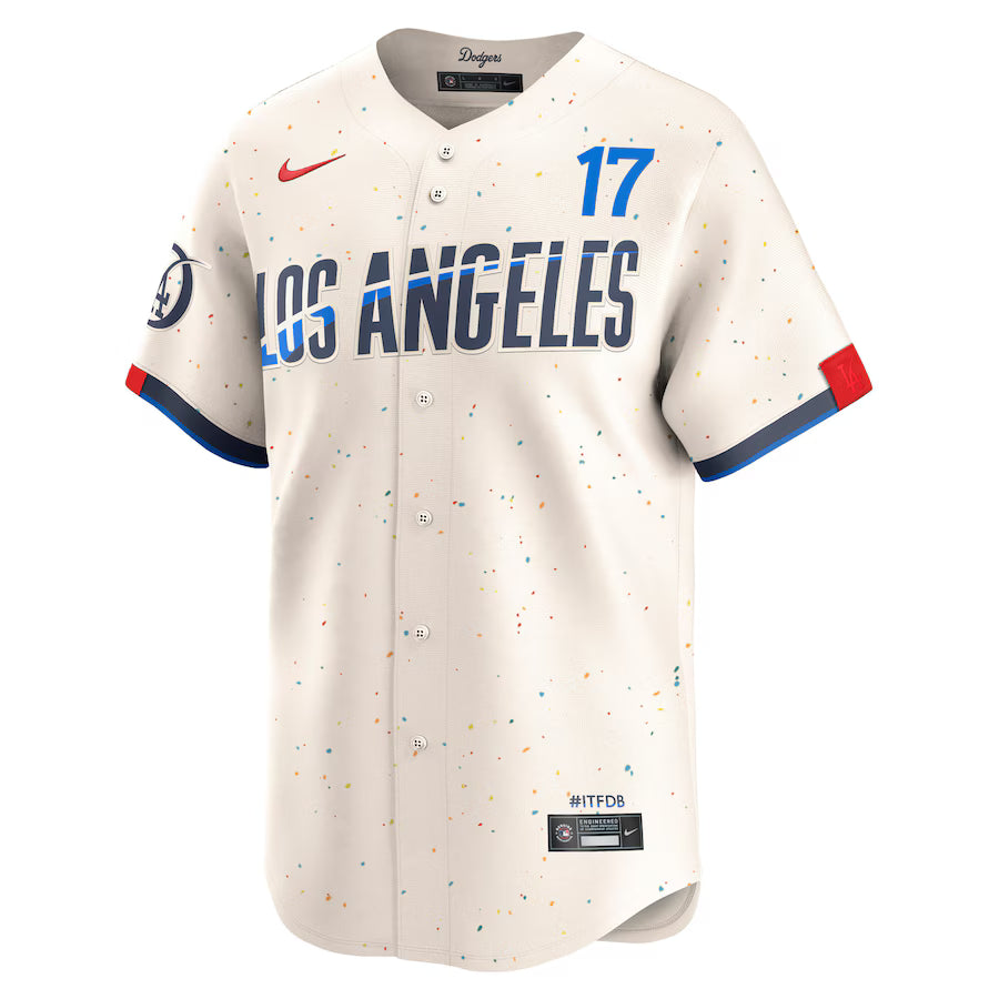 Camiseta Nike de Shohei Ohtani de Los Angeles Dodgers para hombre, Limited Edition, color crema City Connect